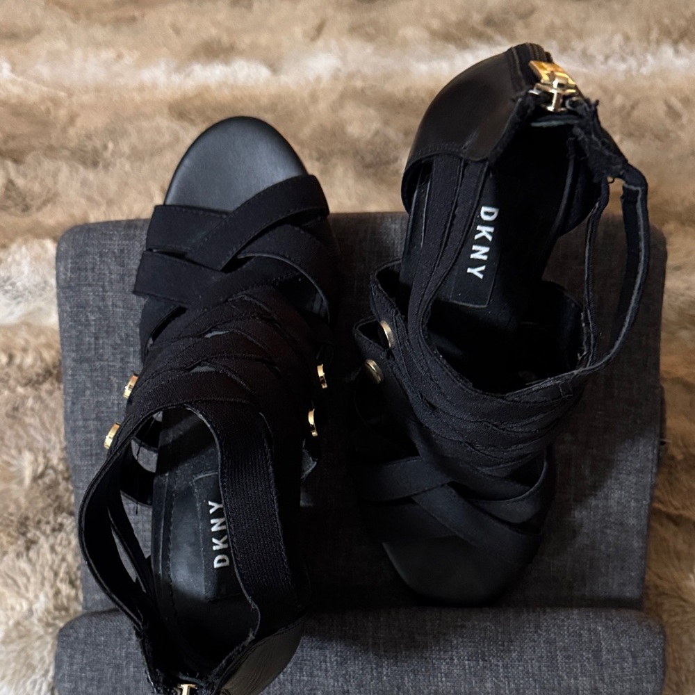 DKNY Black Strappy Heels - Picture 2 of 5